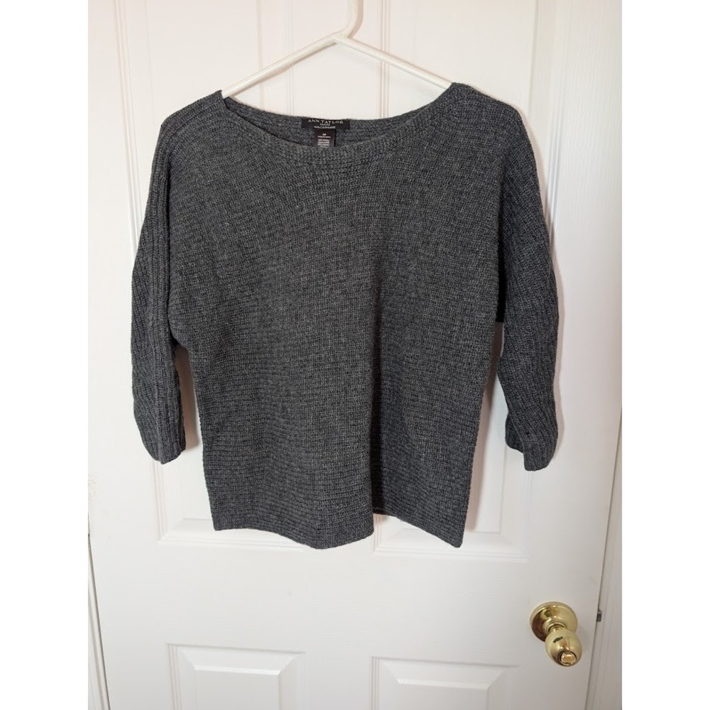 Ann Taylor Petite Wool Cashmere‎ Blend Gray Sweater Knit Top Sm Petite